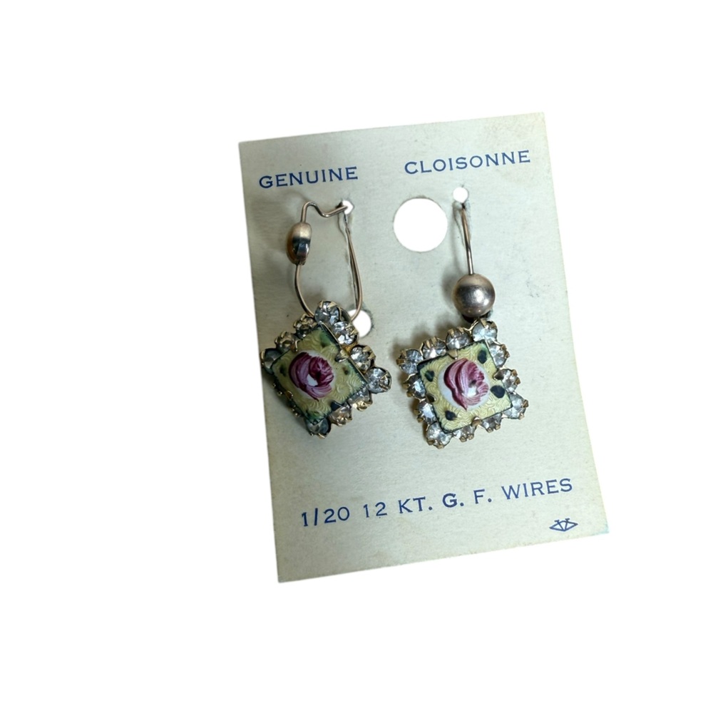 Gold & Cloisonné Earrings‎